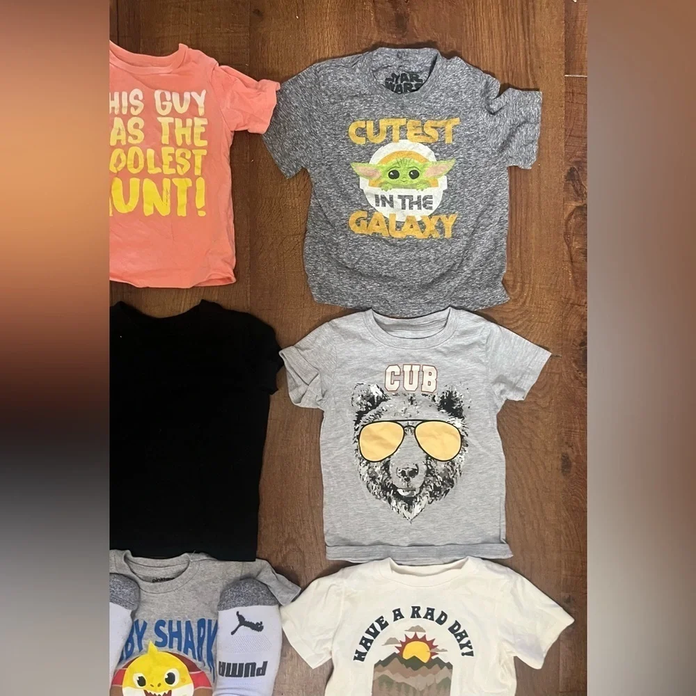 Toddler boy clothing bundle 19 pieces 2T swim trunks shorts tshirts